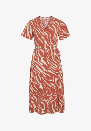 VILA, VILOVIE S/S WRAP MIDI DRESS - NOOS - Freizeitkleid - burnt brick