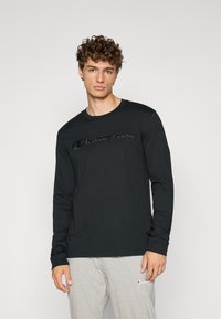 Champion ICONS TONAL CREWNECK LONG SLEEVE LARGE LOGO - Longsleeve - black