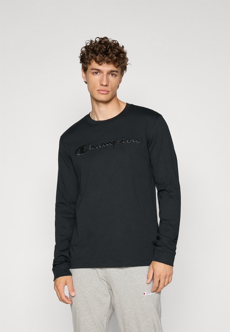 Champion ICONS TONAL CREWNECK LONG SLEEVE LARGE LOGO - Longsleeve - black