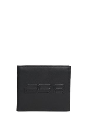 Black leather wallet with embossed "ES8" logo on the front, featuring a smooth finish and rectangular shape. No visible hardware or accents.