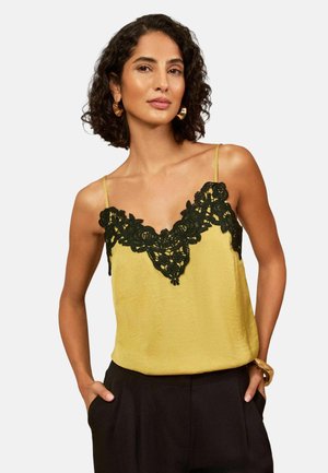 Love & Roses, REGULAR FIT - LACE TRIM SATIN V-NECK CAMISOLE  . - Top - lime green