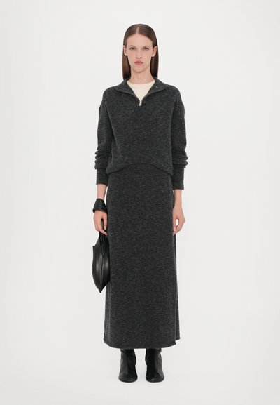 CLOSED MOCK NECK LONG SLEEVE - Strickpullover - dark grey melange