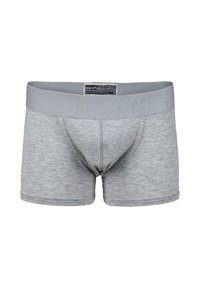 Boxer da uomo grigi in cotone con un morbido elastico in vita con branding in rilievo. Design strutturato con una forma aderente e una texture liscia.