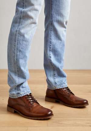 Lace-up ankle boots - cognac