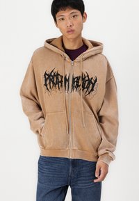 YOURTURN WASHED ZIP-HOODIE UNISEX - Sweatjakke - brown