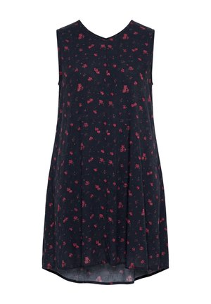 Ulla Popken, KLEID, BLÜTEN, A-LINIE, V-AUSSCHNITT, ÄRMELLOS - Freizeitkleid - black