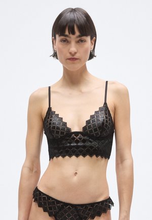 LAMINE EMBROIDERY LONGLINE - Sutien triunghi - black