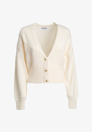 INFLUENCER, INFLUENCER CARDIGAN CABLE-STITCH PLACKET CARDIGAN - Strickjacke - ivory
