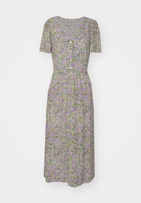 DRESS SHORT SLEEVES FLARED SKIRT BUTTON PLACKET - Maxi dress - grand violet