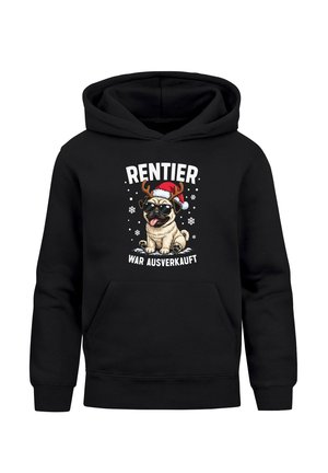 WEIHNACHTS MOPS HUND LUSTIG SPRUCH RENTIER - Kapuzenpullover - mops schwarz