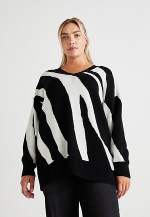 Vero Moda Curve VMCNANCY VNECK LONG  - Jumper - black/birch