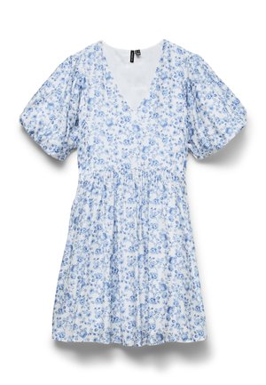 Vero Moda, BLISS SHORT DRESS - Freizeitkleid - snow white/blue