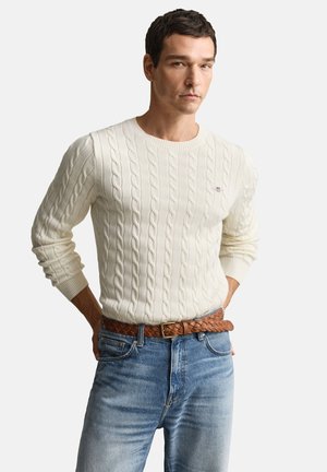 GANT CABLE C NECK - Pulover - cream
