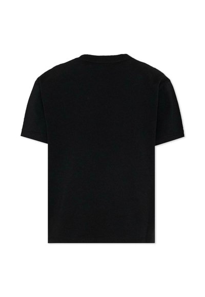 T-shirt nera a maniche corte con scollo rotondo, schiena liscia e vestibilità regolare.