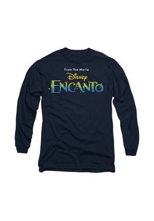 Long-sleeve navy shirt featuring colorful text reading "From The Movie Disney Encanto" with decorative accents and a playful font design.