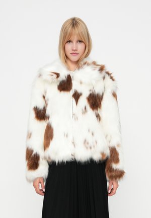 SHORT ZIP FRONT COW PRINT - Veste d'hiver - white