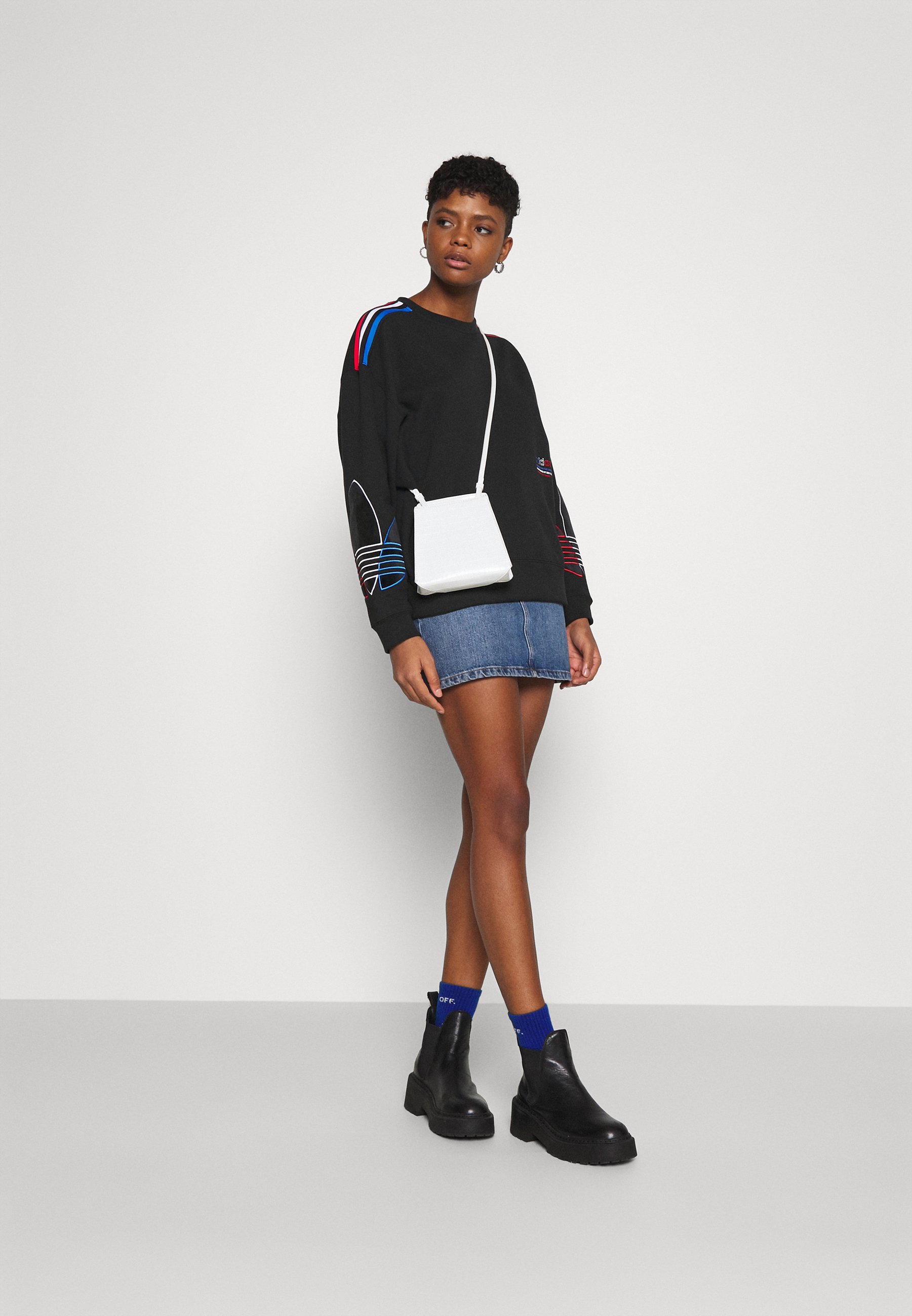 adidas tricolor trefoil velvet sweatshirt