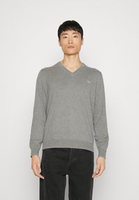 GANT - CLASSIC V NECK - Neule - dark grey melange Pienoiskuva 1