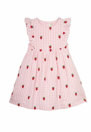 STRAWBERRY EMBROIDERED GINGHAM PRETTY - REGULAR FIT - Jurk - pink