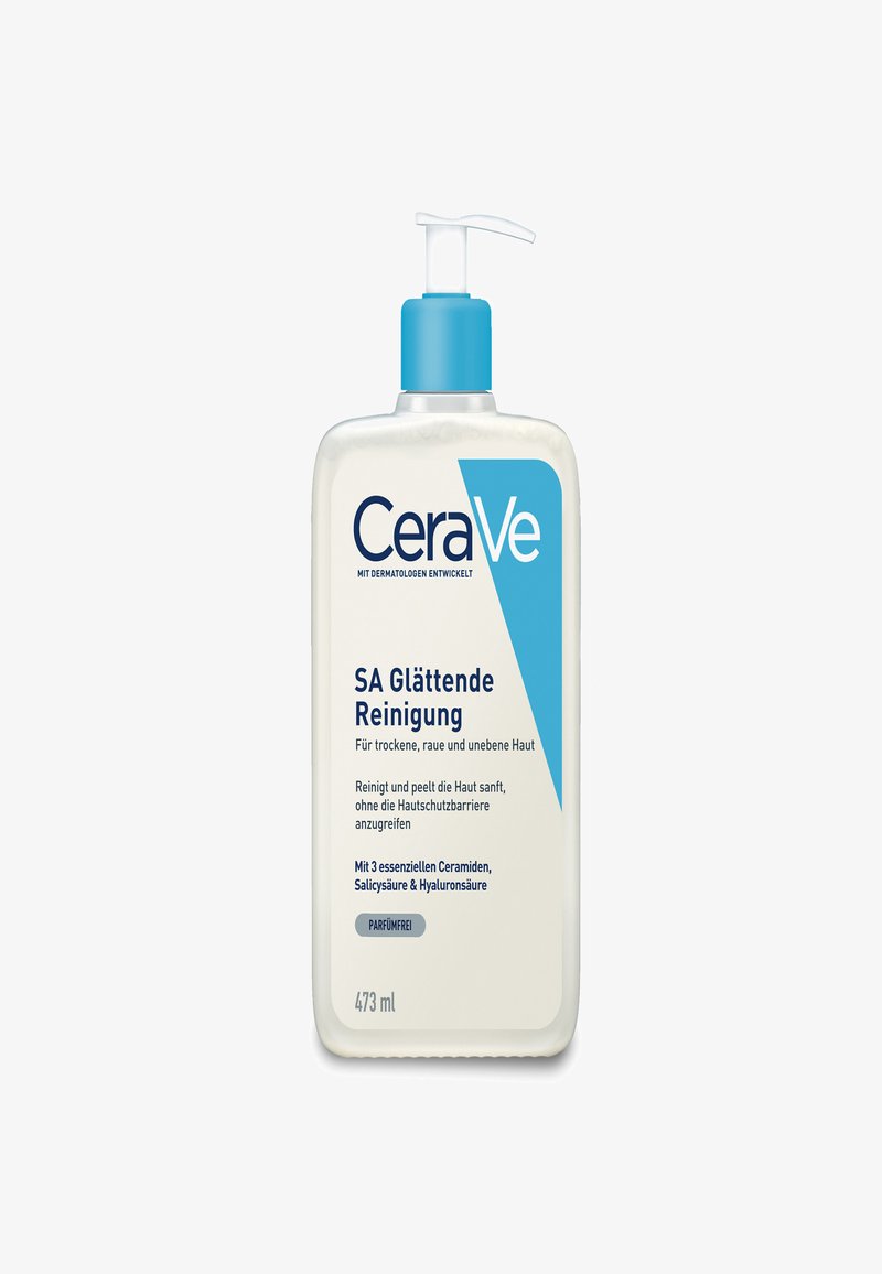 CeraVe SA glättender Reinigungsschaum im Pumpflasche, 473 ml, für trockene, raue, unebene Haut, ohne Duftstoffe, mit Ceramiden, Salicylsäure und Hyaluronsäure.