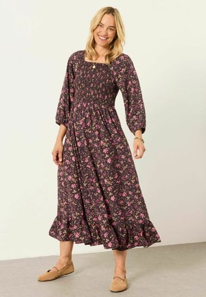 FatFace, PETITE FIT - MIDI DRESS - Freizeitkleid - brown winter floral