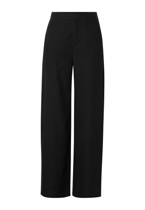 Pantalon ample noir à taille haute avec un devant lisse, conçu pour une coupe décontractée.