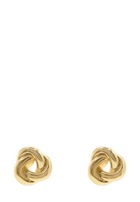 Orecchini a chiodo in oro con finitura lucida, caratterizzati da un design a più anelli. La forma circolare e la superficie liscia aumentano l'appeal visivo.