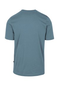 Blauwe katoenen T-shirt met korte mouwen, ronde halslijn en een rechte zoom. Geen zichtbare patronen of opvallende hardwaredetails.