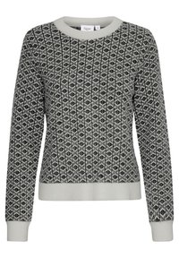 Hallux ja mustade mustritega sviiter ümmarguse kaelusega, pikkade varrukatega ja sooniku käistega. Omab geomeetrilist rombikujulist mustrit kogu ulatuses.