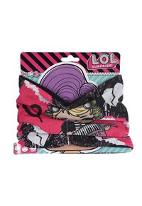 Fascia per la testa L.O.L. Surprise! multicolore con un motivo nero, rosa e bianco che presenta personaggi dei cartoni animati ed elementi musicali. Tessuto morbido e elastico.