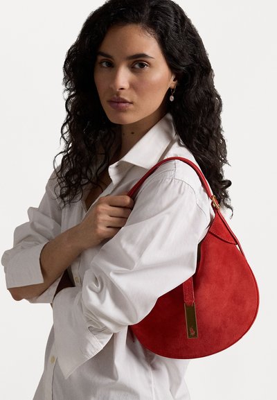 Polo Ralph Lauren POLO ID SUEDE SMALL SHOULDER BAG - Rokassoma - geranium red