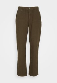 Bruine geruite broek van katoen met een rechte pijpdesign, met voorzakken en een knoopsluiting bij de taille.