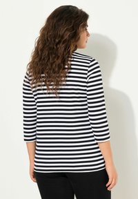 Ulla Popken STRIPED 3/4 SLEEVE  TEE - Maglietta a manica lunga - black