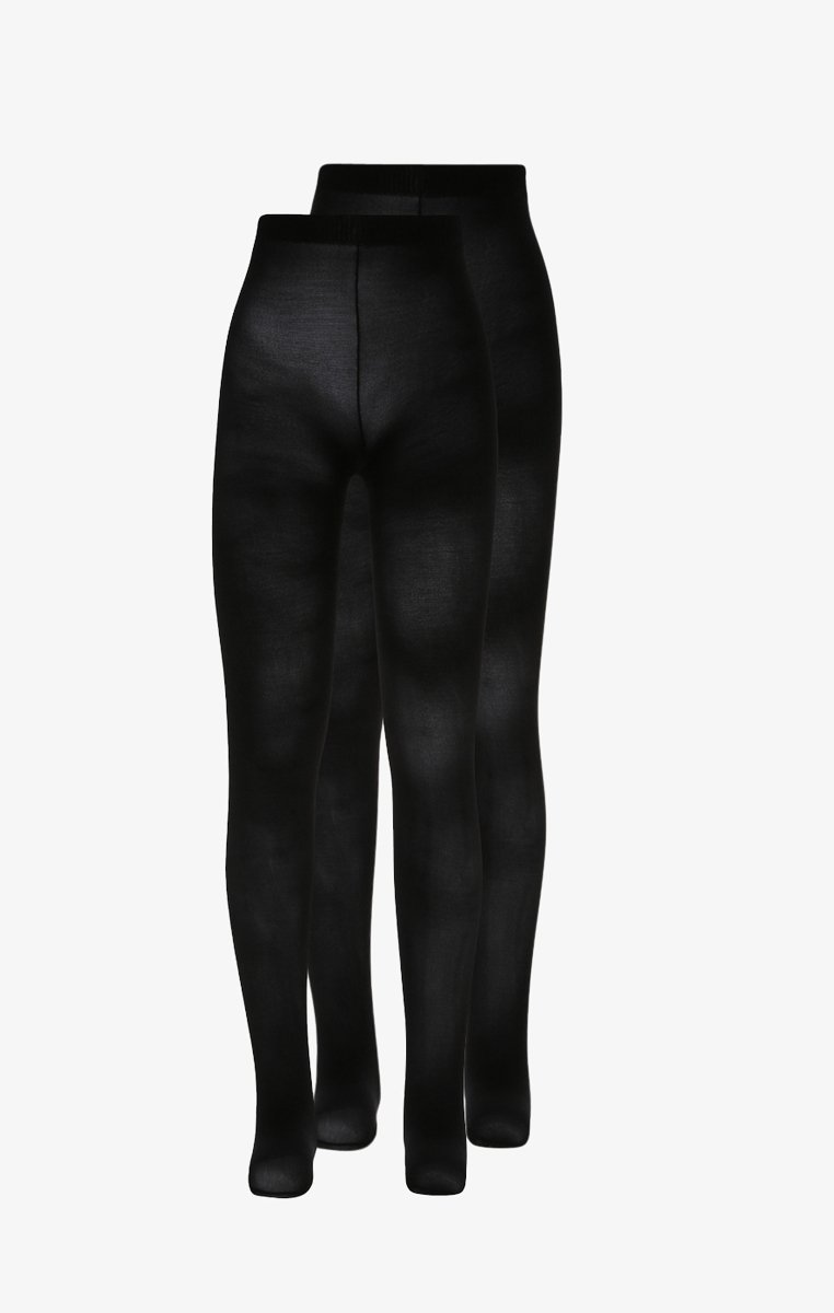Leggings noirs en matériau lisse et élastique. Présentent une taille haute et un design ajusté. Conviennent à différentes tailles.