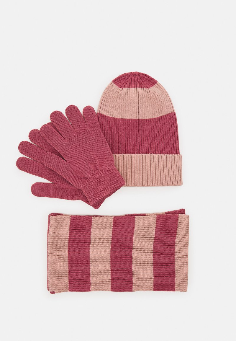 Lindex EXCLUSIVE STRIPES SCARF BEANIE AND GLOVES SET UNISEX - Cachecol - dusty pink