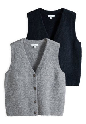 THE SET, REGULAR FIT - 2 PACK BRUSHED KNITTED WAISTCOATS - Vestă - charcoal grey navy blue