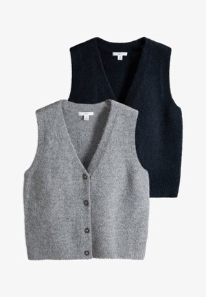 THE SET, REGULAR FIT - 2 PACK BRUSHED KNITTED WAISTCOATS - Waistcoat - charcoal grey navy blue