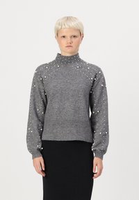 Pieces PCREA HIGH NECK PEARL - Strickpullover - magnet