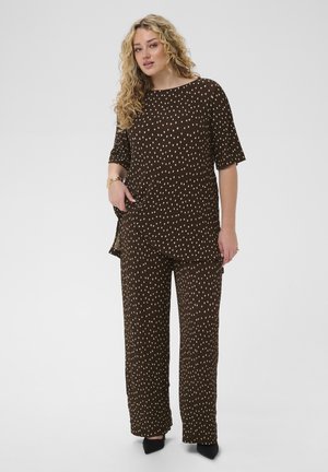 Kaffe Curve, KCMYRA JERSEY - Stoffhose - coffee bean turtledove dot