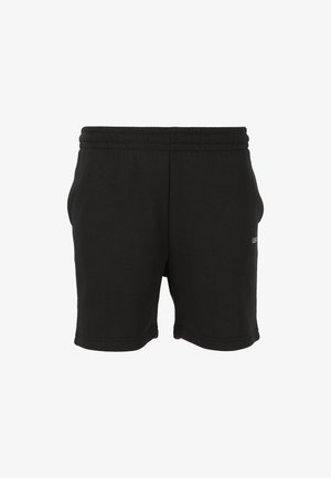 Svarta bomullsshorts med resårmidja, sidofickor och en liten vit logotypdetalj på framsidan. Rent, enkelt design.