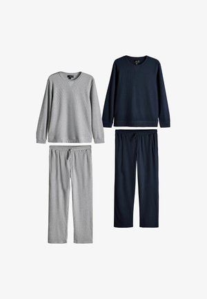 THE SET, 2 PACK WAFFLE CREW NECK TOP AND JOGGERS LOUNGE PYJAMAS SET - Nattøj sæt - navy grey