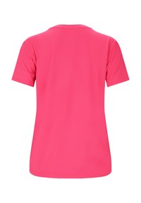 Kortärmad t-shirt i stark rosa, tillverkad av mjukt och slätt tyg. Har rund halsringning och en lös passform med rak nederkant.