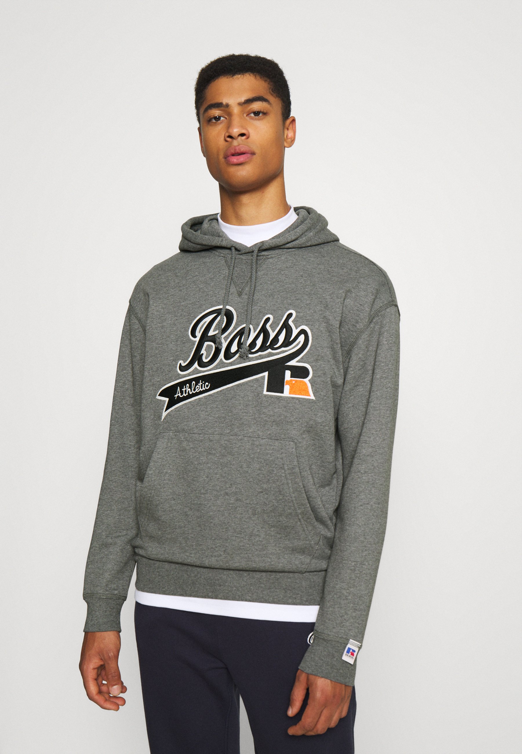 BOSS BOSS X RUSSELL ATHLETIC SAFA - Kapuzenpullover - medium grey/grau -  Zalando.de