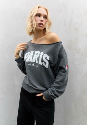 OFF-THE-SHOULDER GRAPHIC - Sweatshirt - dark grey
