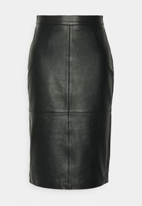 Selected Femme Tall SLFVIKALA MIDI SKIRT - Saia de couro - black