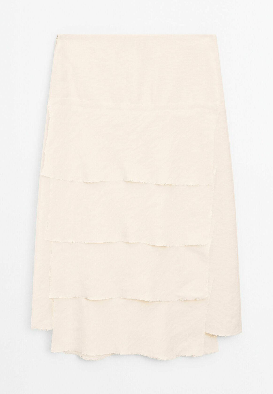 Massimo Dutti MIDI WITH RUFFLE DETAIL - Maxi skirt - beige