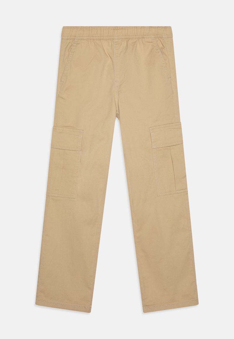 Μπεζ cargo παντελόνι με χαλαρή εφαρμογή, ελαστική μέση, μπροστινές τσέπες και δύο μεγάλες πλαϊνές τσέπες. Φτιαγμένο από μαλακό, ανθεκτικό ύφασμα.
