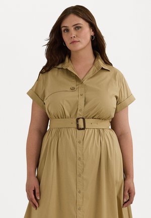 BELTED STRETCH-COTTON BLEND SHIRTDRESS - Ingruha - birch tan