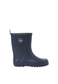 Stivale da pioggia in gomma blu navy a metà polpaccio con suola strutturata e targhetta con logo Jack & Jones sul lato.