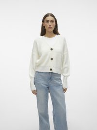 Vero Moda VMLEA V NECK CARDIGAN - Cardigan - cloud dancer